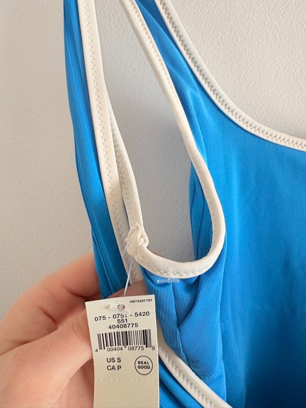 Aerie Wide Rib Henley Cheeky One Piece Swimsuit NWT Blue Size Small - Picture 6 of 7